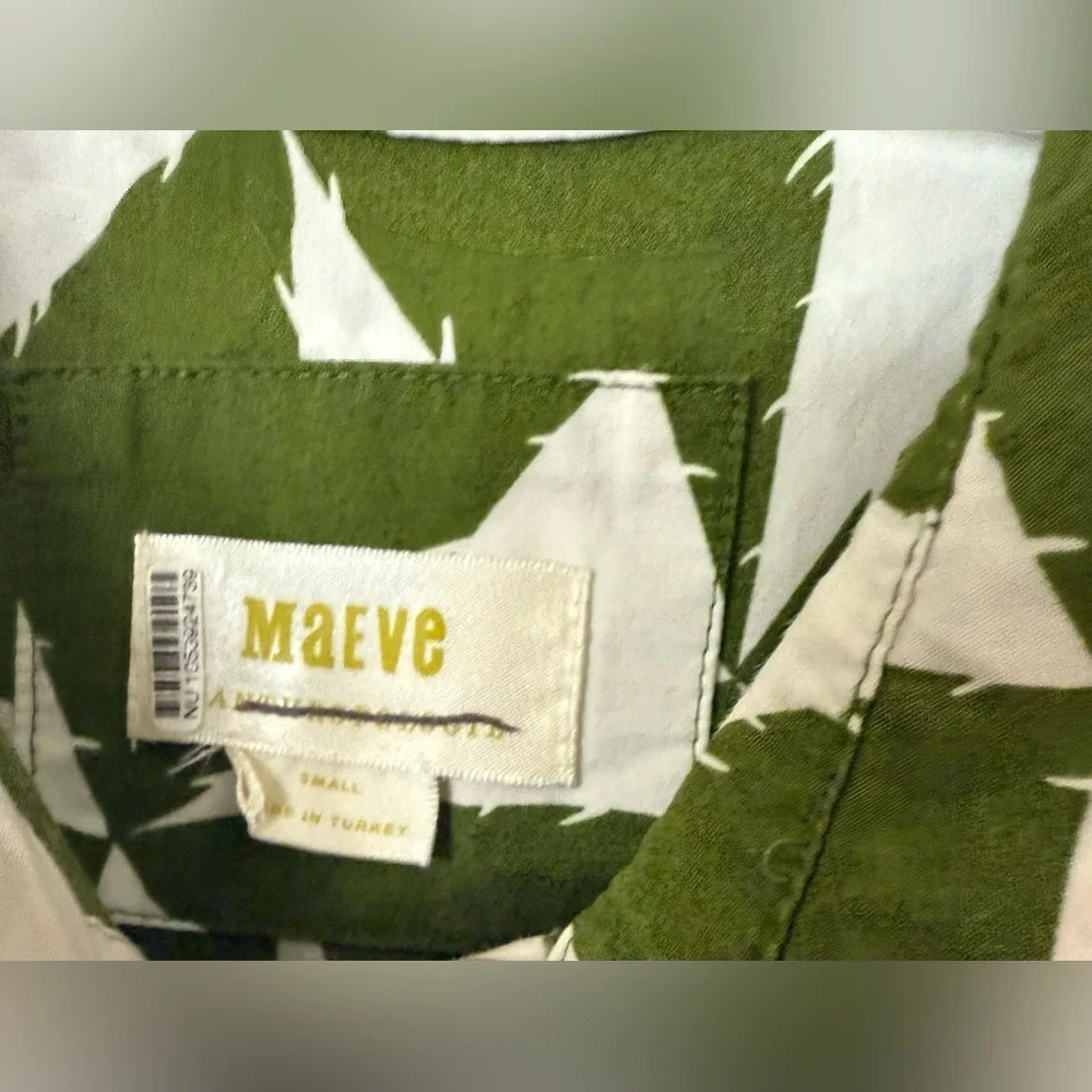 MAEVE by ANTHROPOLOGIE Bettina Green Geometric Print Tiered Dress Small S NWOT - Picture 6 of 6